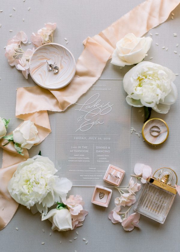 romantic modern fairytale white and blush wedding with acrylic details by soo events