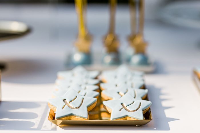 chic light blue and white baptism by soo events
