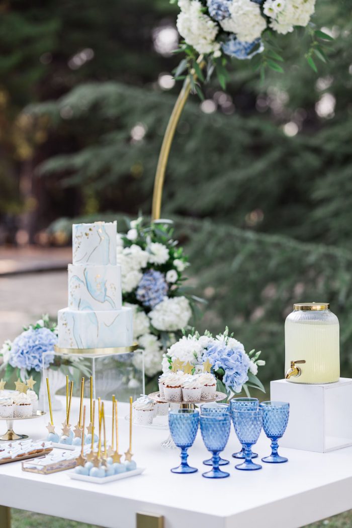 chic light blue and white baptism by soo events
