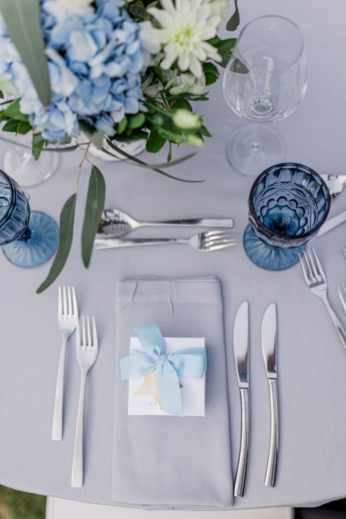 chic light blue and white baptism by soo events