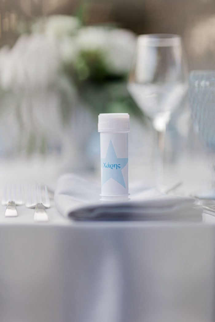 chic light blue and white baptism by soo events