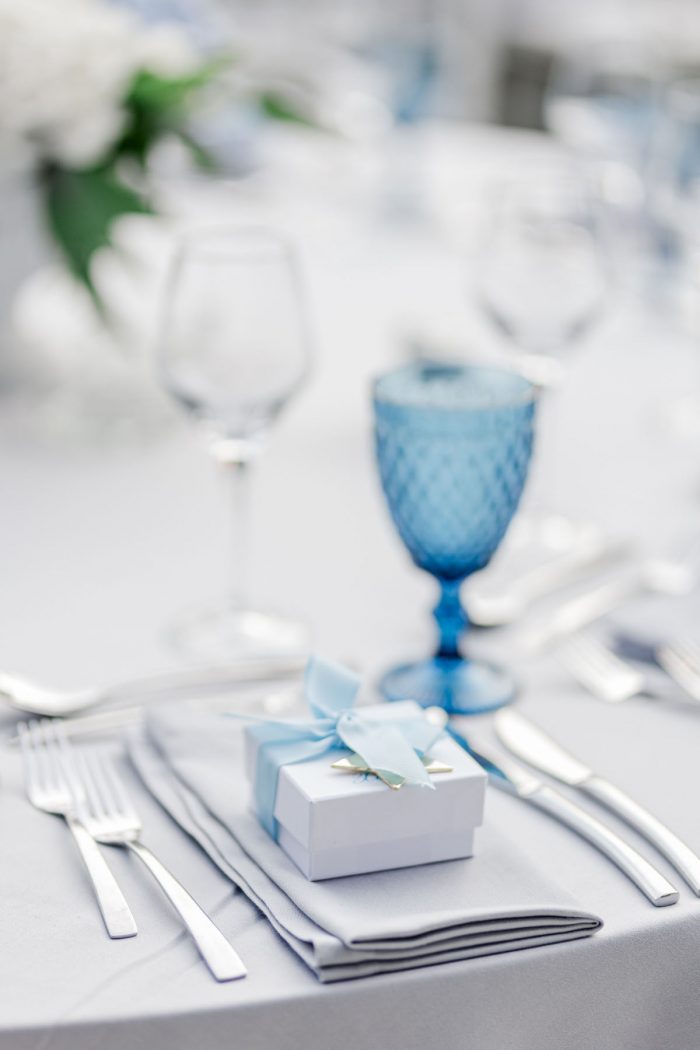 chic light blue and white baptism by soo events