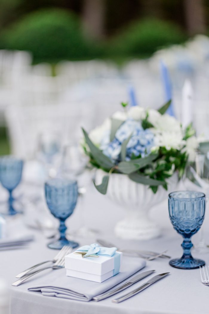 chic light blue and white baptism by soo events