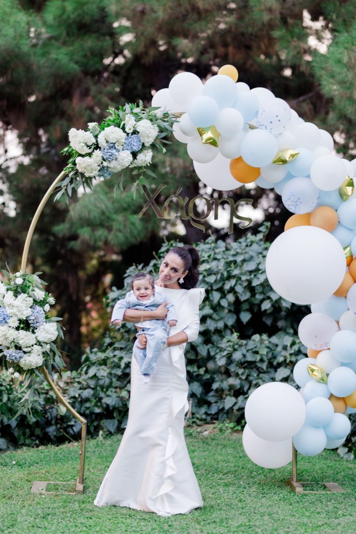 chic light blue and white baptism by soo events